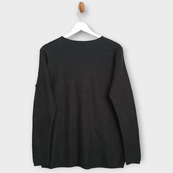 J Mclaughlin Sweater Women Medium Gray Cashmere Blend Minimalist Casual Pullover - Picture 2 of 9